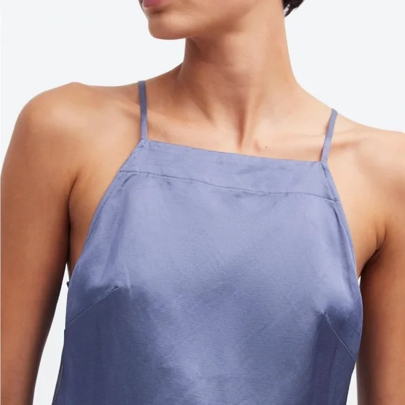 Madewell Linen Indigo Dress size 6 - Picture 3 of 8